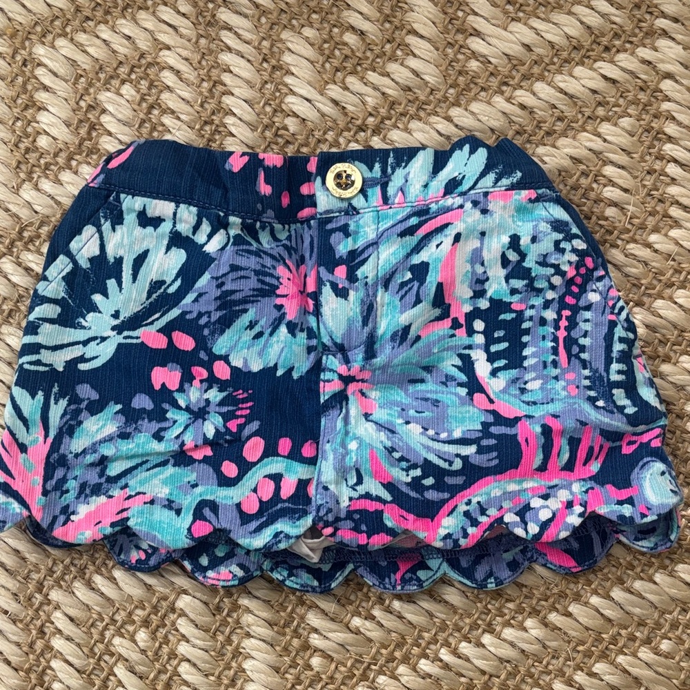 Lilly Pulitzer Navy and Pink Floral Kids Skort